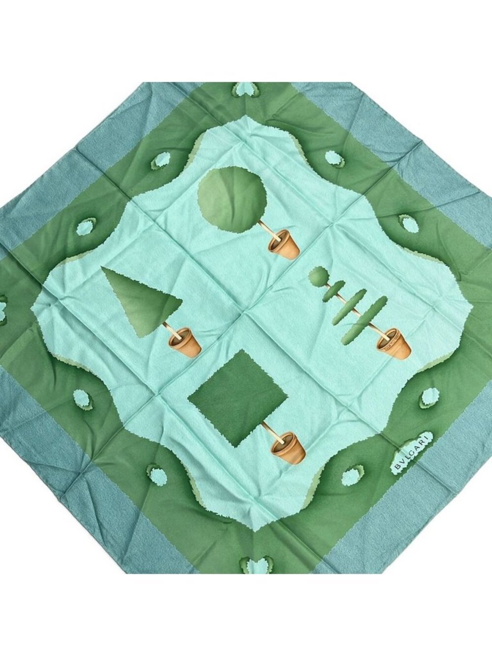 Bvlgari Scarf Blue Gray Green Multi